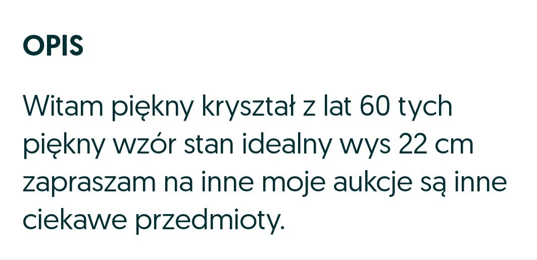 Piękny Kryształ lata 60 te