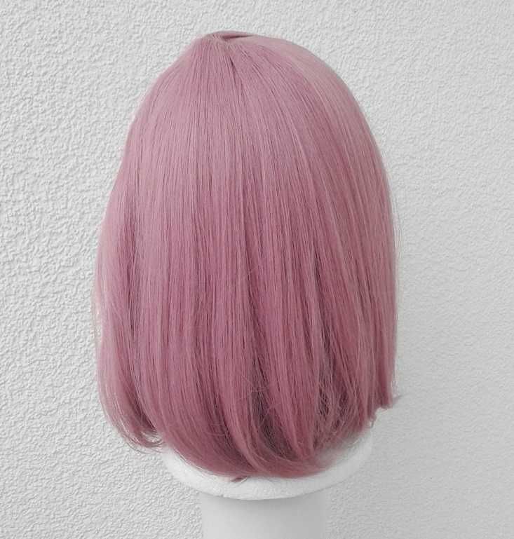 Różowa krótka bob peruka z grzywką cosplay wig Amano Ririsa Aira anime