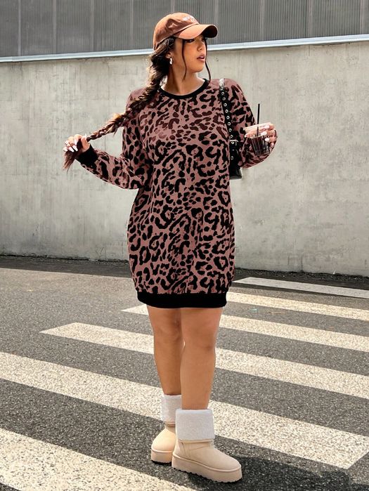 Sukienka Bluza 2W1 Panterka Luźna Casual Shein Xxl 44