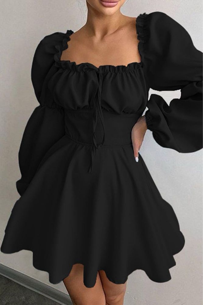 Чорна сукня на шнурівці відкрита спинка factory dress