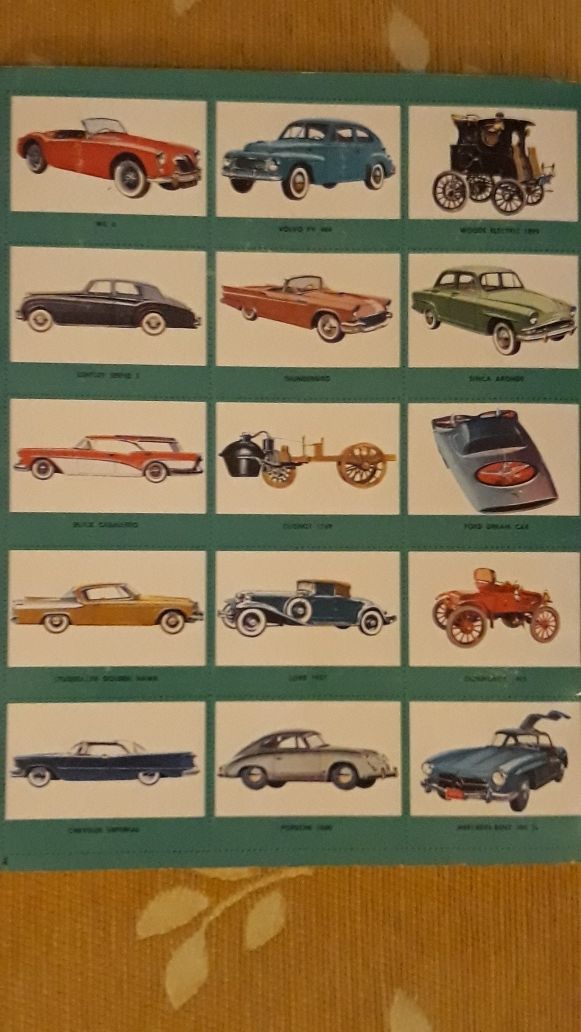 revista fotos em selos de automóveis antigos ano 1957