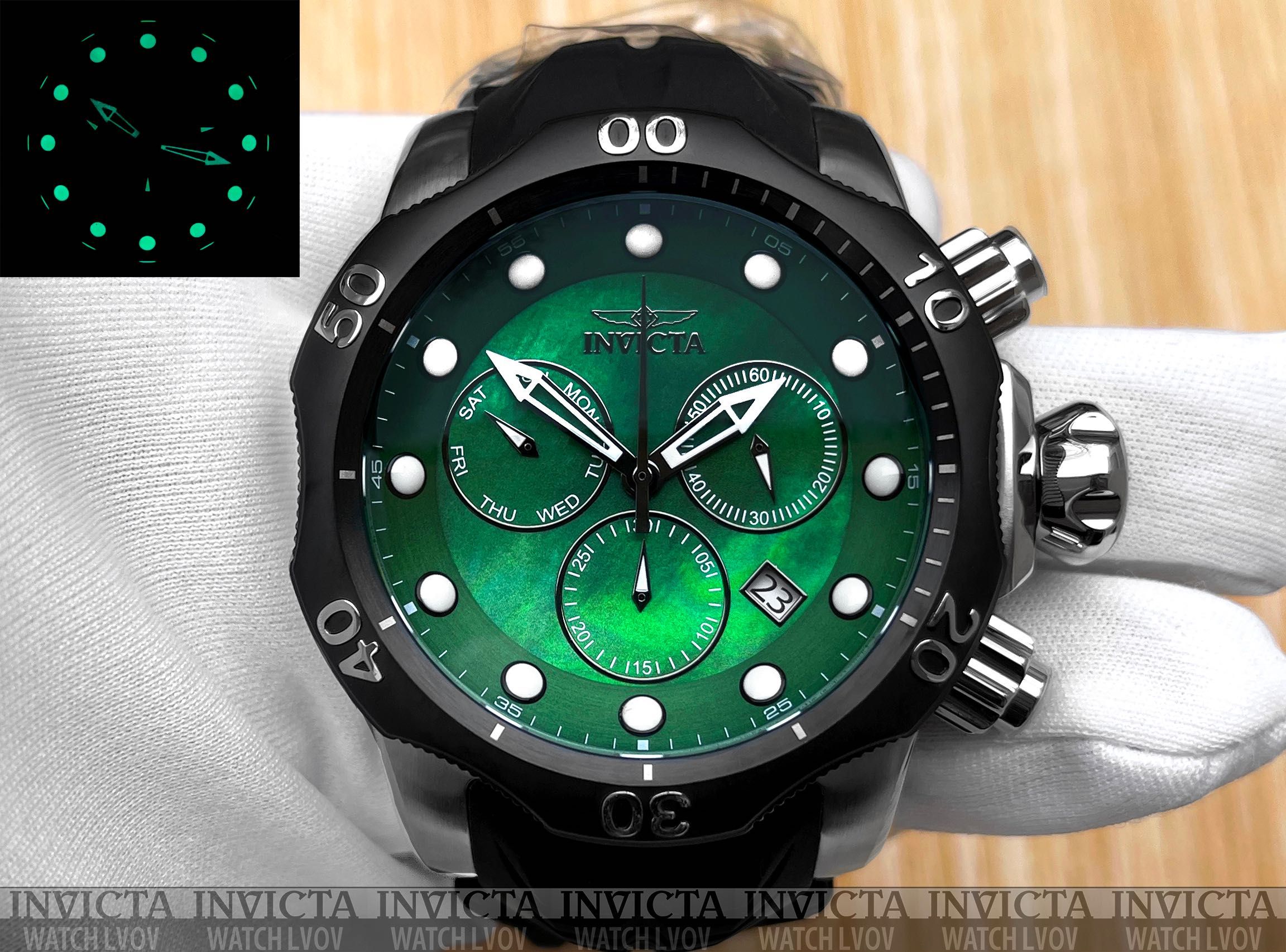 Мужские часы Invicta 33306 Venom Reserve Black Green Swiss 53 mm.