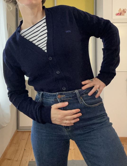 Levi’s kardigan krótki granatowy L wełniany #levis #welniany