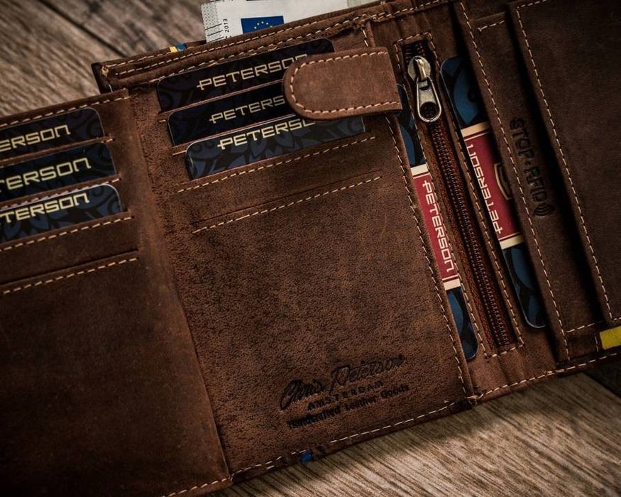 skórzany, duży portfel męski bez zapięcia - peterson