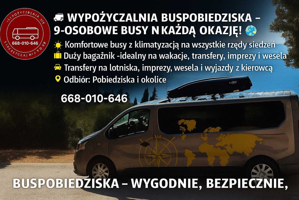 Wypożyczalnia wynajem Bus busów aut  9 osobowych.