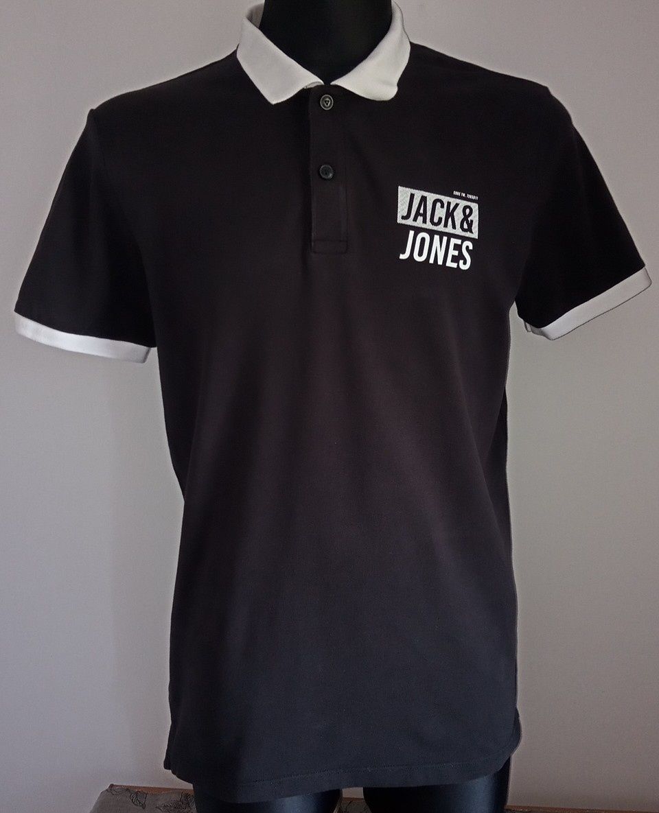 Czarna męska polówka , logo Jack& Jones rozm.M/L