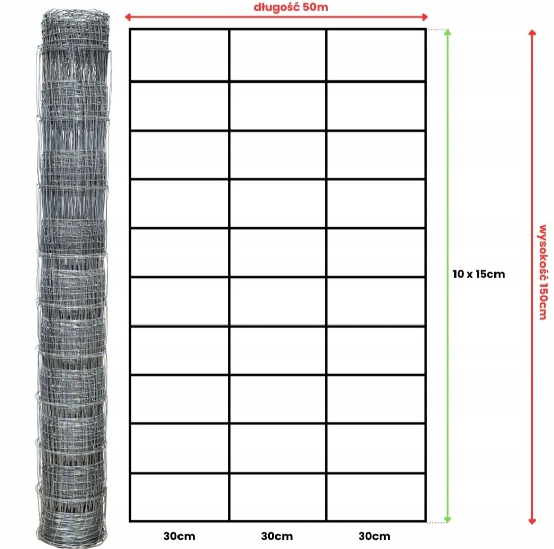 SIATKA OGRODZENIOWA leśna + GRATIS rolka 50m różne rozstawy