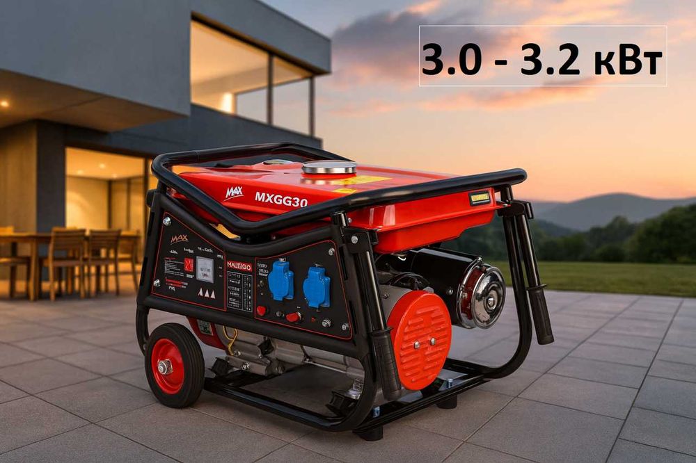 Генератор бензиновий 3.2кВт MAX MXGG30 4тактний мідна обмотка AVR