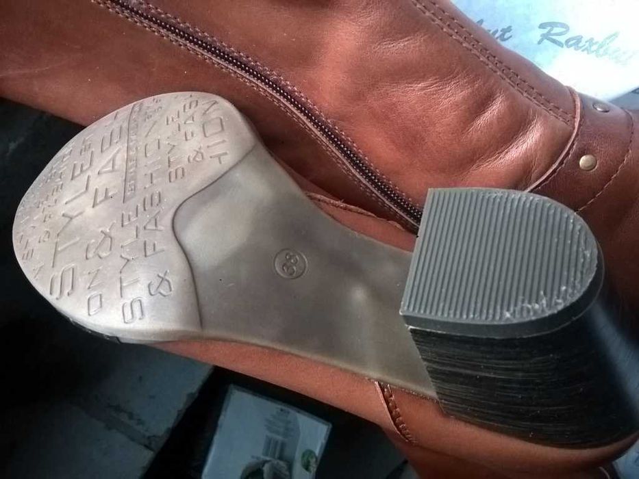 NOWE Buty-Kozaki Kowbojki Damskie38 Natural skóra100% Jasny BRĄZ+Fleki