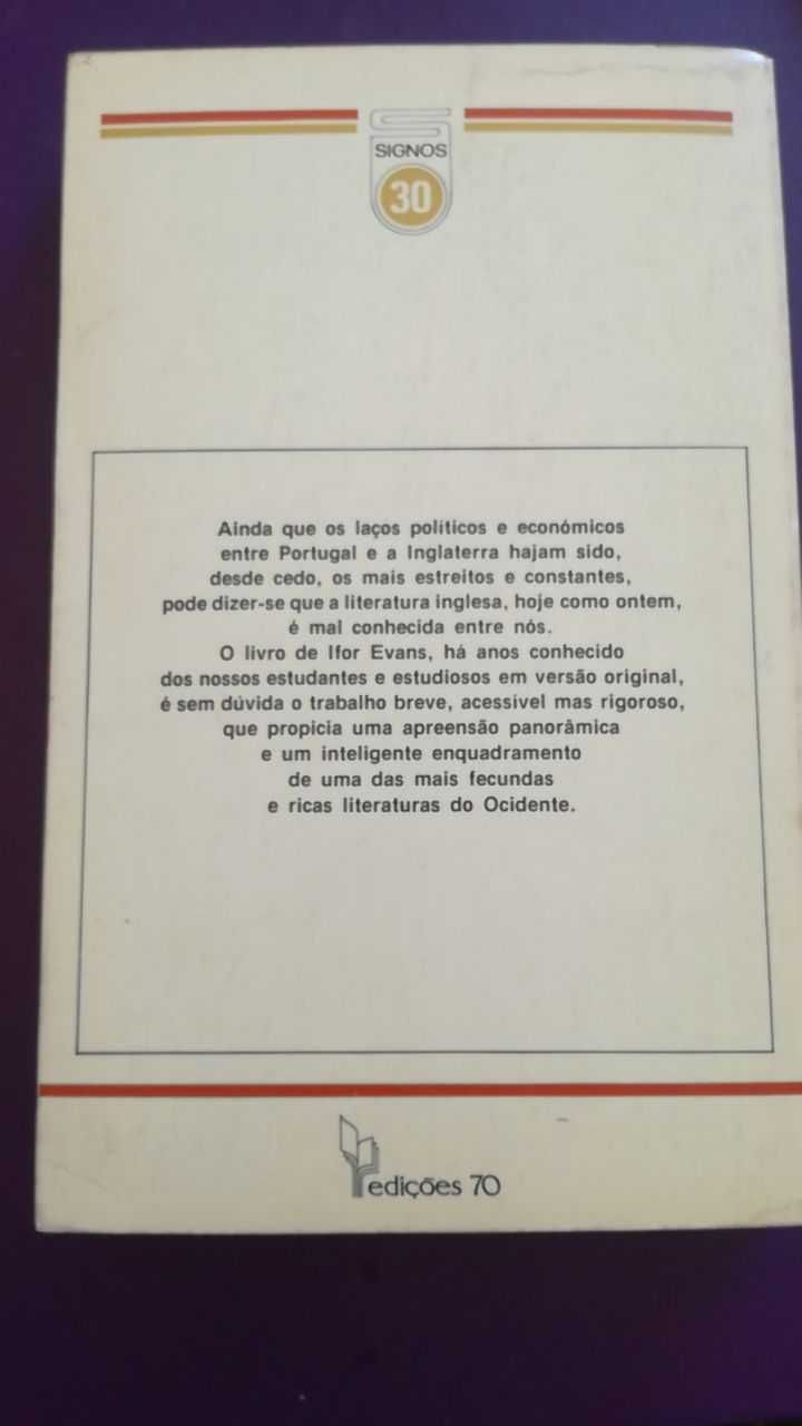 História da Literatura Inglesa de Ifor Evans - Signos 30 - edições 70