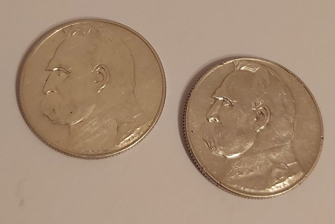 2 x 5zł J.Piłsudski II RP. Srebrna moneta. 1935r i 1936r.