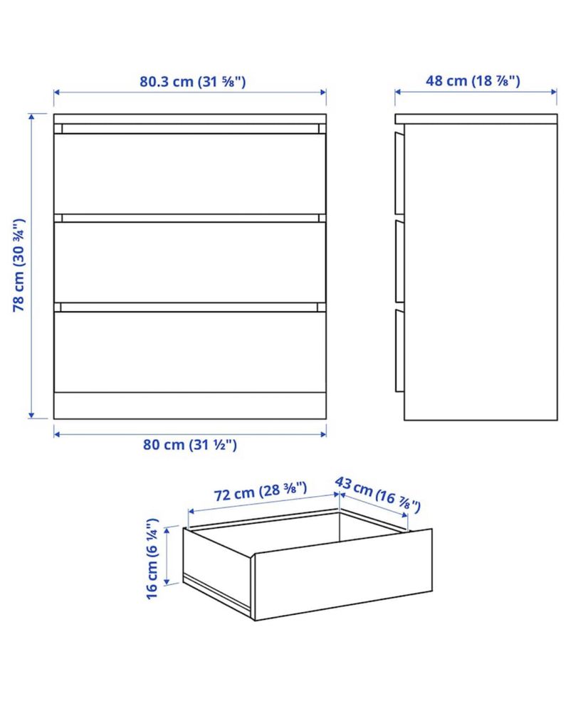 Malm Ikea komoda szara