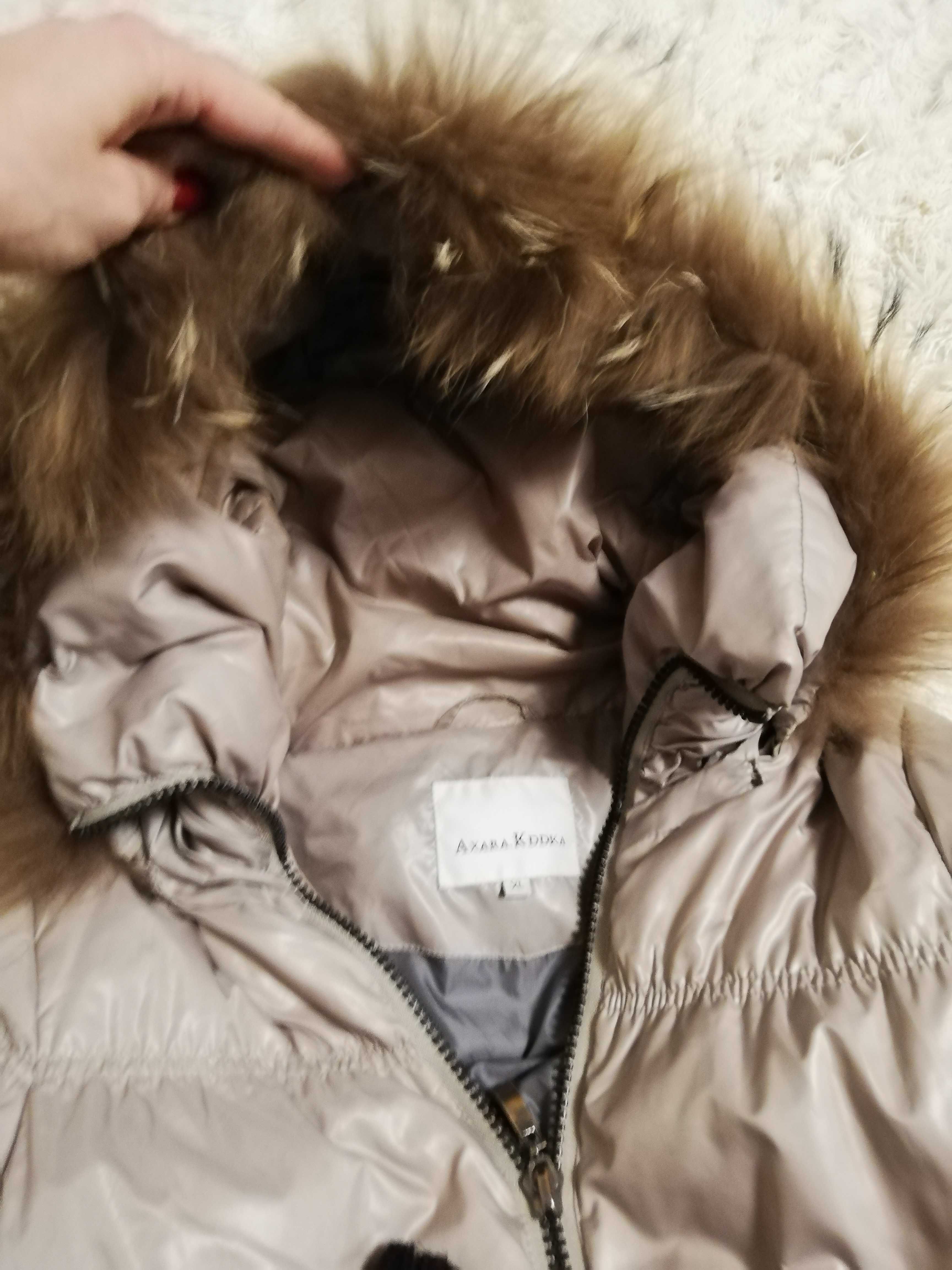 parka puchowa Axara S M 36 38 beżowa płaszcz puchowy Axara S M 36 38