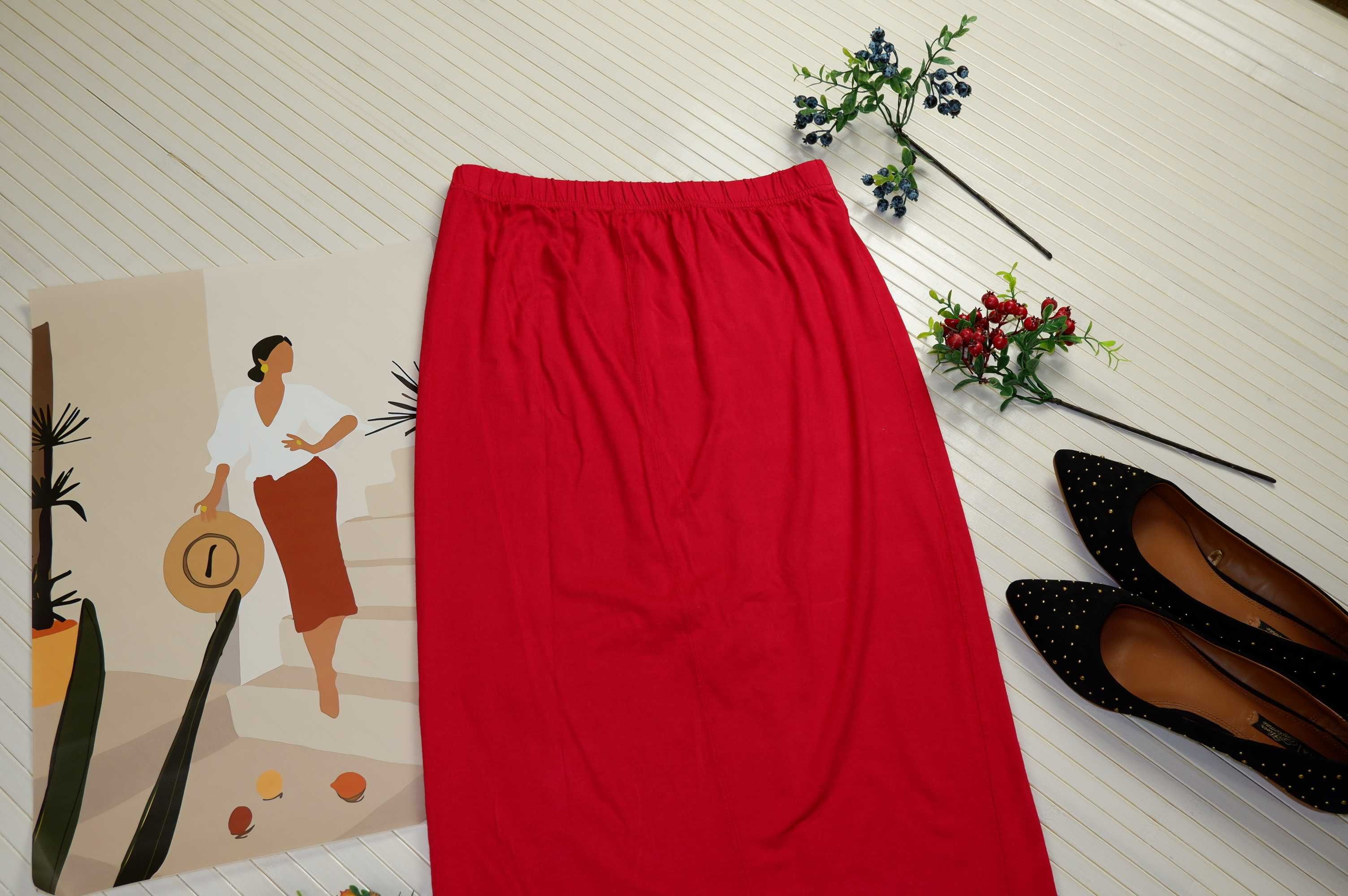 Красная малиновая юбка XS S Дания карандаш миди по фигуре летняя