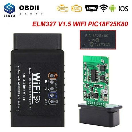 Elm 327 OBD 2 сканер адаптер WiFi V1.5 чип PIC18F25K80 (диагностика)