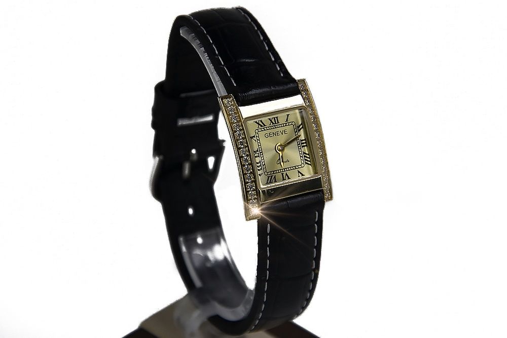Złoty zegarek damski na pasku 14k 585 włoski Geneve lw035 Ł