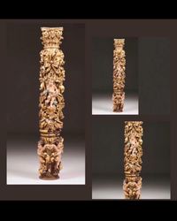 Coluna de arte sacra em madeira entalhada séc XVIII
