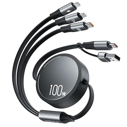 Zwijany kabel USB 5w1 100W Szybkie ładowanie lightning USBC MicroUSB C