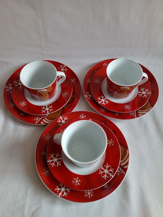 zestaw porcelanowy, świąteczny dla 3 osób Elch Gunnar