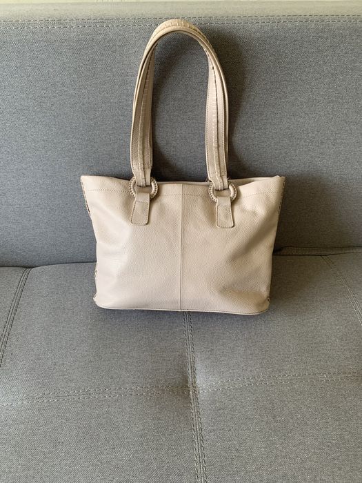 Шкіряна сумка ashwood жіноча беж кожаная