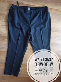 Granatowe spodnie w brązową kratkę - stan idealny - rozmiar 6-7XL