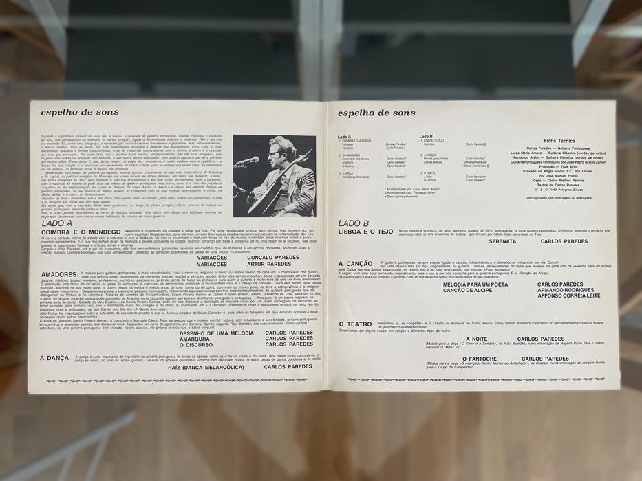 Carlos Paredes - Espelho de Sons - Asas sobre o mundo LP Vinil