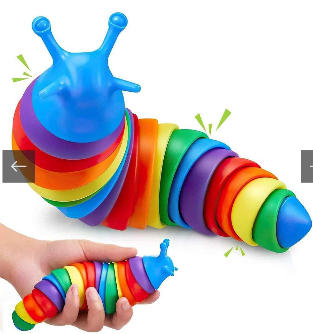 Іграшка кольоровий черв'як слимак гусінь гусениця антистрес