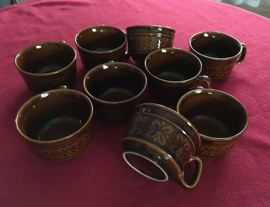 PRL 9 szt. bulionówki Cadmium and Lead Free Pruszków, kubki, kolekcja