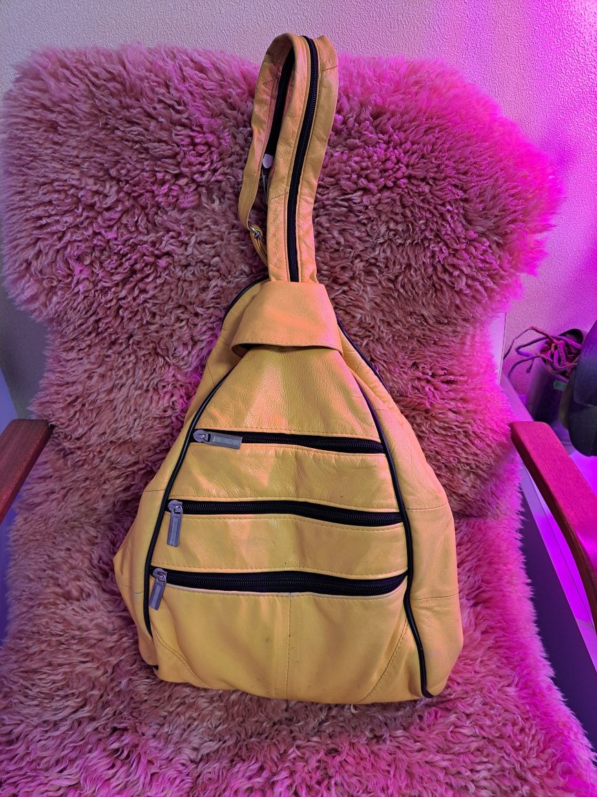 Рюкзак жёлтый кожа натуральная