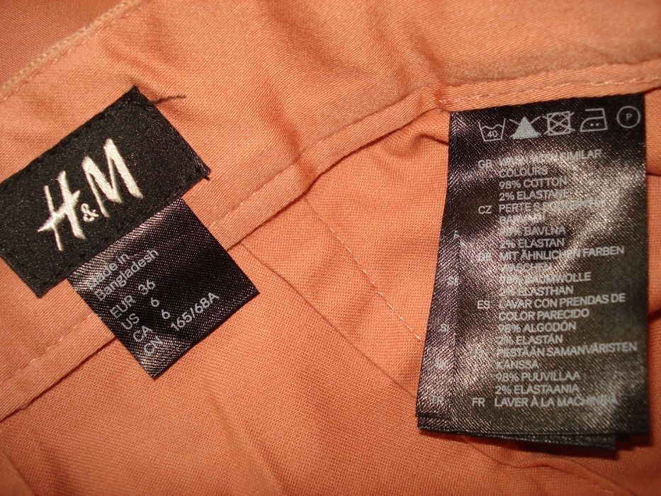 Morelowa spódniczka H&M kieszenie zakładki suwak bawełna
