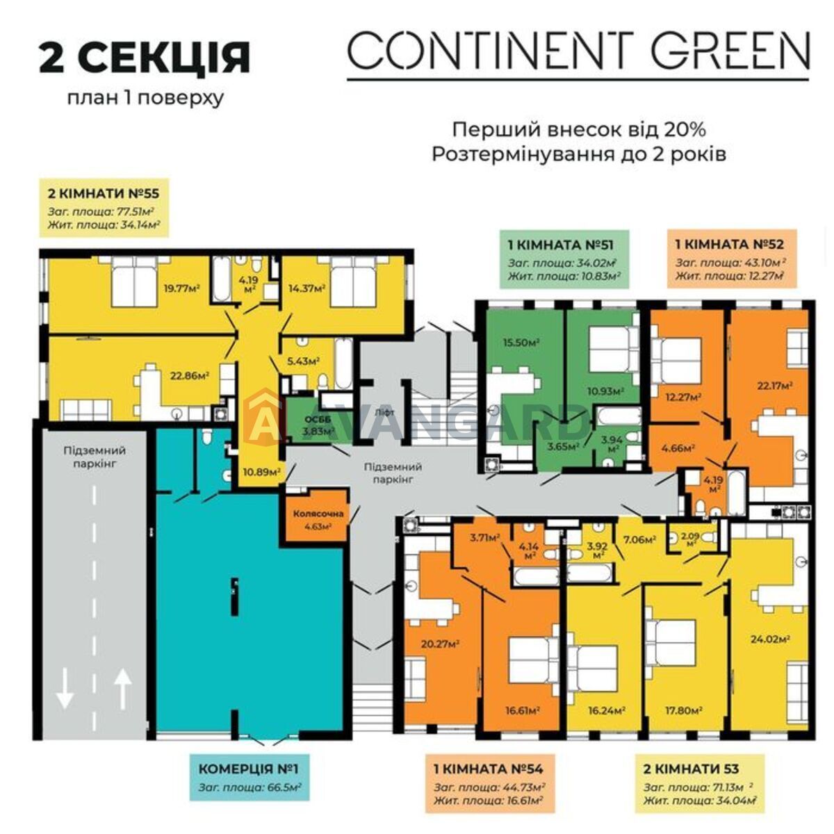 Продаж 2 кімнатної квартири в ЖК CONTINENT GREEN