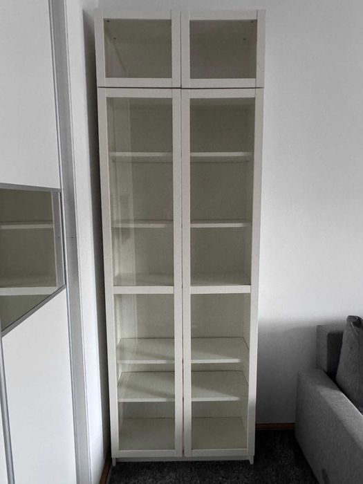 Regał BILLY gł. 28 cm z nadstawką - biblioteczka, szklane drzwi