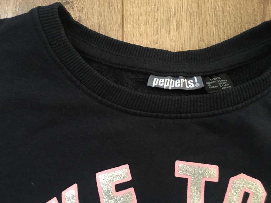 Bluza z tkaniny dresowej z brokatowym napisem rozm. 122/128
