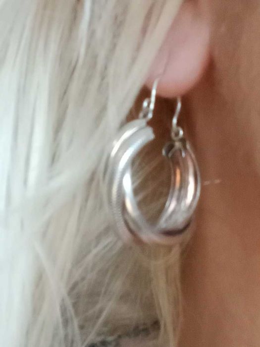 Duże modne, kręcone koła podwójne kolczyki próby 925