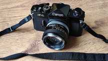 Aparat analog. Canon F1 old z obiektywem Canon FD 1.4 + dodatki [MINT]