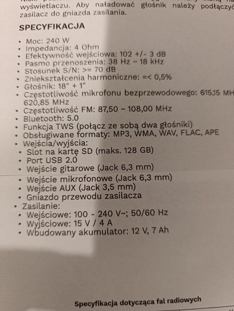 Głośnikk multimedialny , Bluetooth, radio.