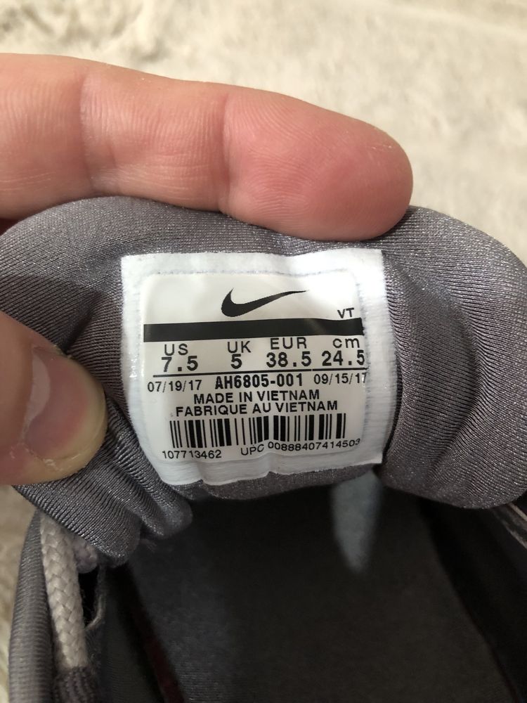 БАРХАТ NIKE AIR MAX (38-38.5) 24.5-25см кроссовки женские велюр серый