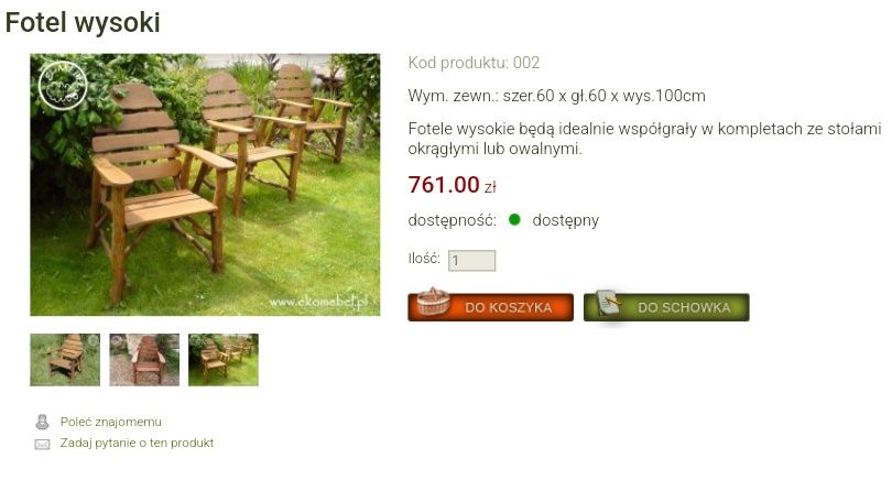 Fotel dębowy ogrodowy