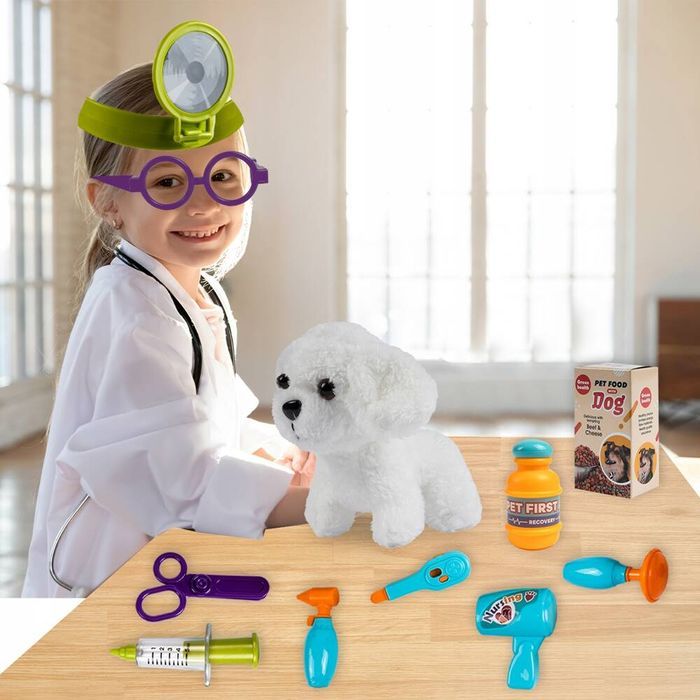 Zestaw Mały Doktor Lekarz Weterynarz Piesek Akcesoria Opieka Prezent