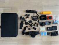GoPro 8 Black - Trzy baterie, ladowarka, duzy zestaw