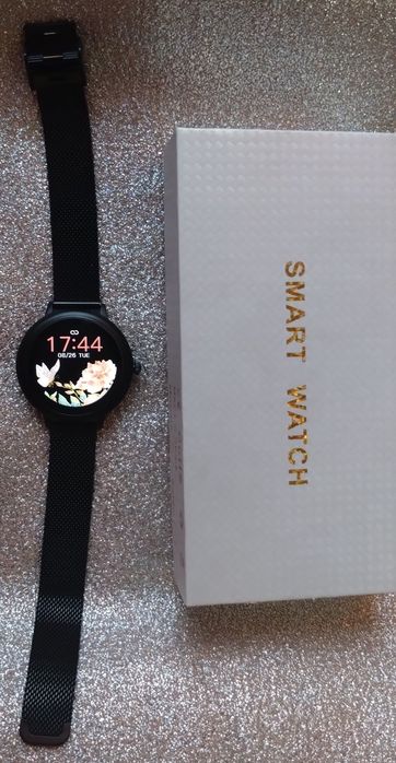 Smartwatch czarny metalowy pasek+ zapasowy
