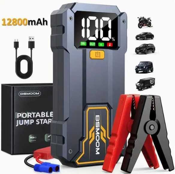 Powerbank Starter 7000A Booster Rozruchowy Z Latarką LED LCD Wskaźnik