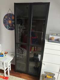 Regał Ikea Billy czarny + drzwi szklane Oxberg