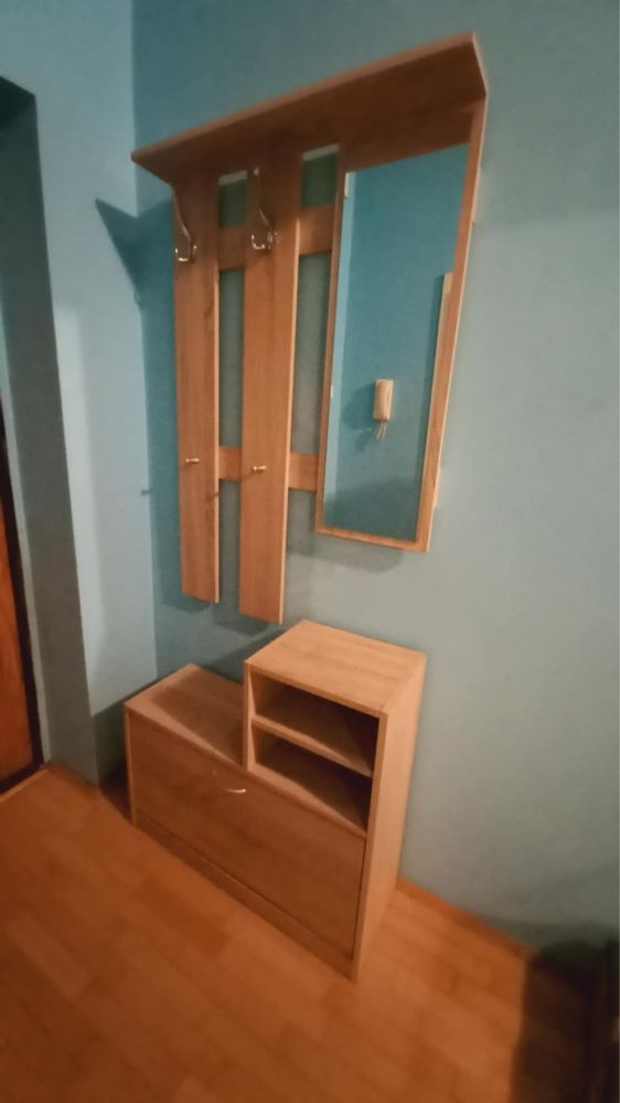 Wieszak, lustro i szafka na buty - komplet fąb sonoma
