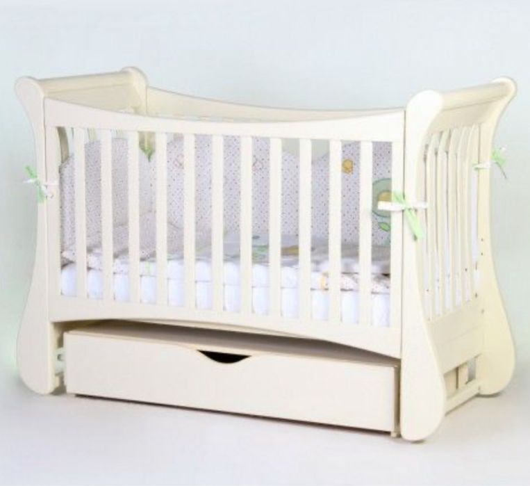 Дитяче ліжко з маятником, з ящиком + матрац гіпоалергенний