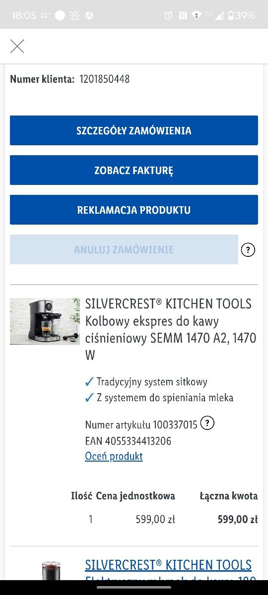 Express do kawy Silvercrest na gwarancji