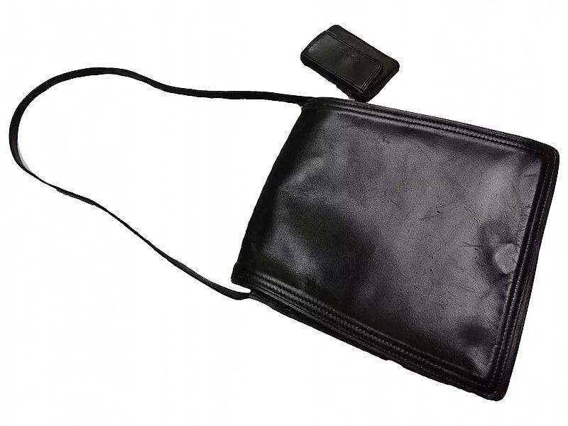 Carlo D'santi Black Leather Purse Bag Nowy Model listonoszka