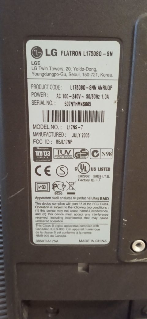 Монитор LG 15.рабочий
