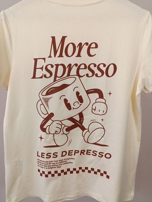 More espresso less depresso damska, męska koszulka sportowa r.S lekka