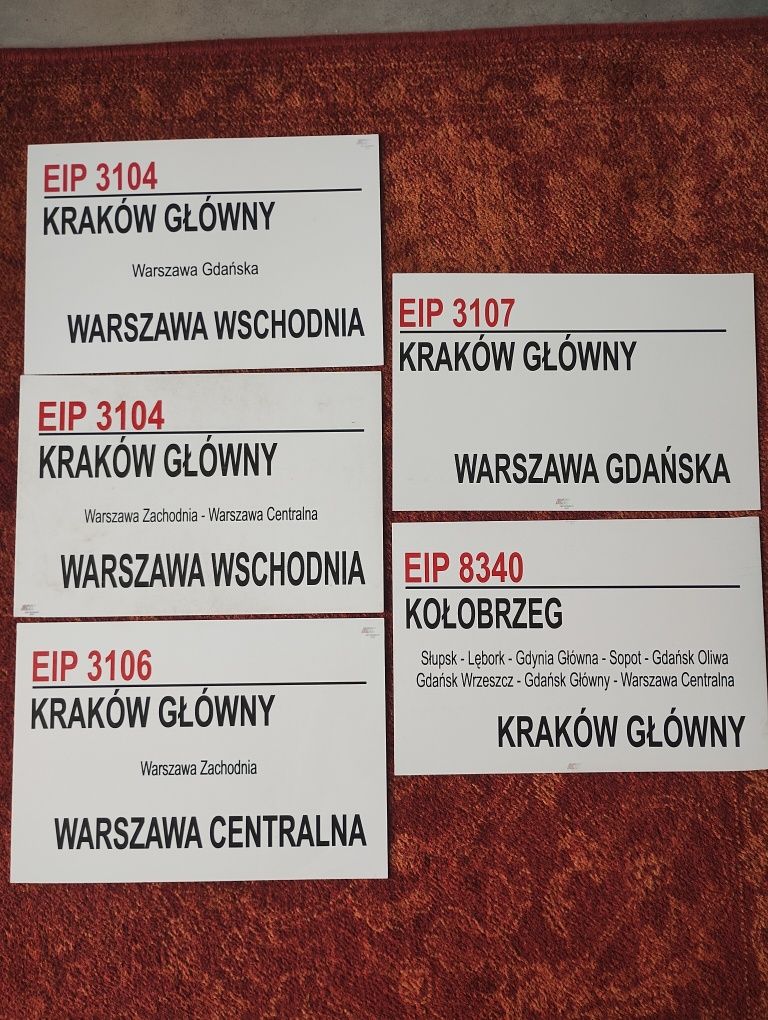 1 sztuka - PKP tablice relacyjne, EIP -
oryginalne, plastikowe, dwustr